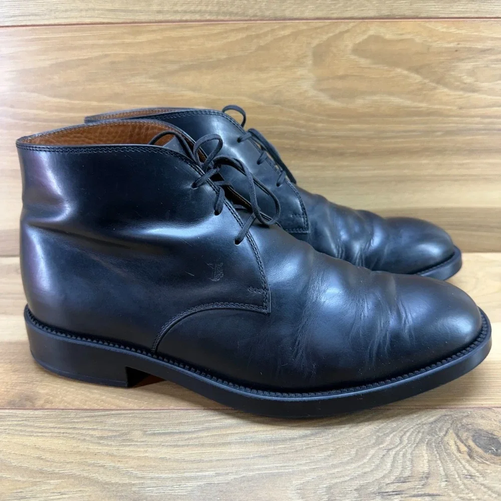 Tod's Black Leather Dress Boot Mens 9 UK 8 Chukka Formal Office Business Casual